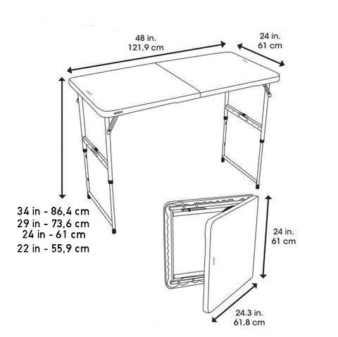 LIFETIME 4- FOOT  FOLD-IN-HALF ADJUSTABLE TABLE (LIGHT COMMERCIAL)