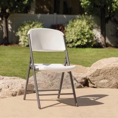 LIFETIME CLASSIC FOLDING CHAIR (COMMERCIAL) - WHITE WITH GRAY FRAME