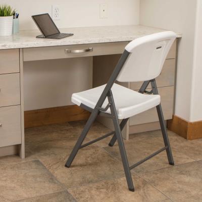 LIFETIME CLASSIC FOLDING CHAIR (COMMERCIAL) - WHITE WITH GRAY FRAME