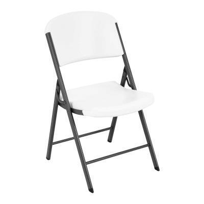 LIFETIME CLASSIC FOLDING CHAIR (COMMERCIAL) - WHITE WITH GRAY FRAME