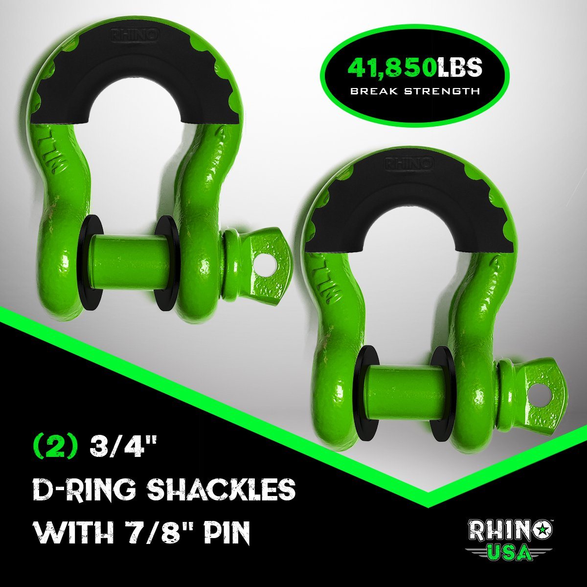 3/4" D-Ring Shackle Set (2-Pack) Gecko Green