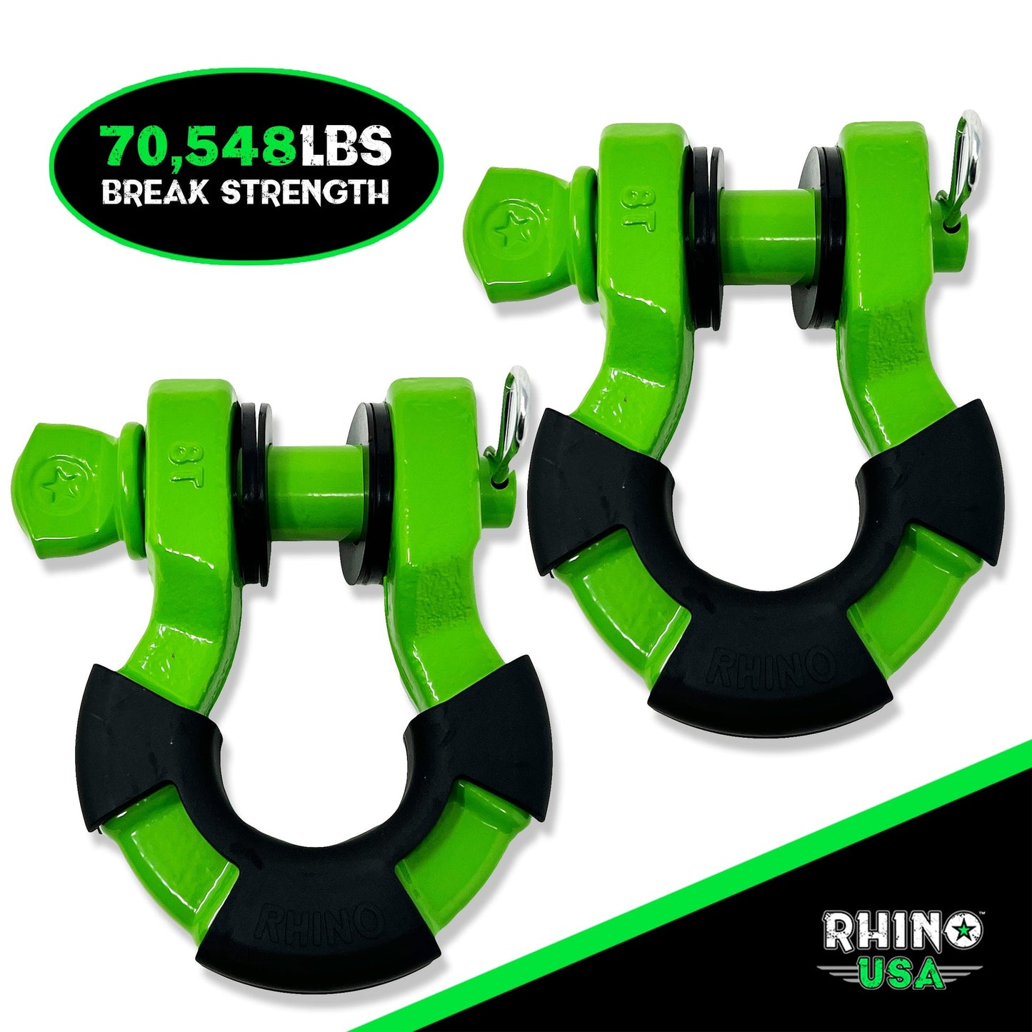 8 Ton Super Shackles w/ Isolators Lime