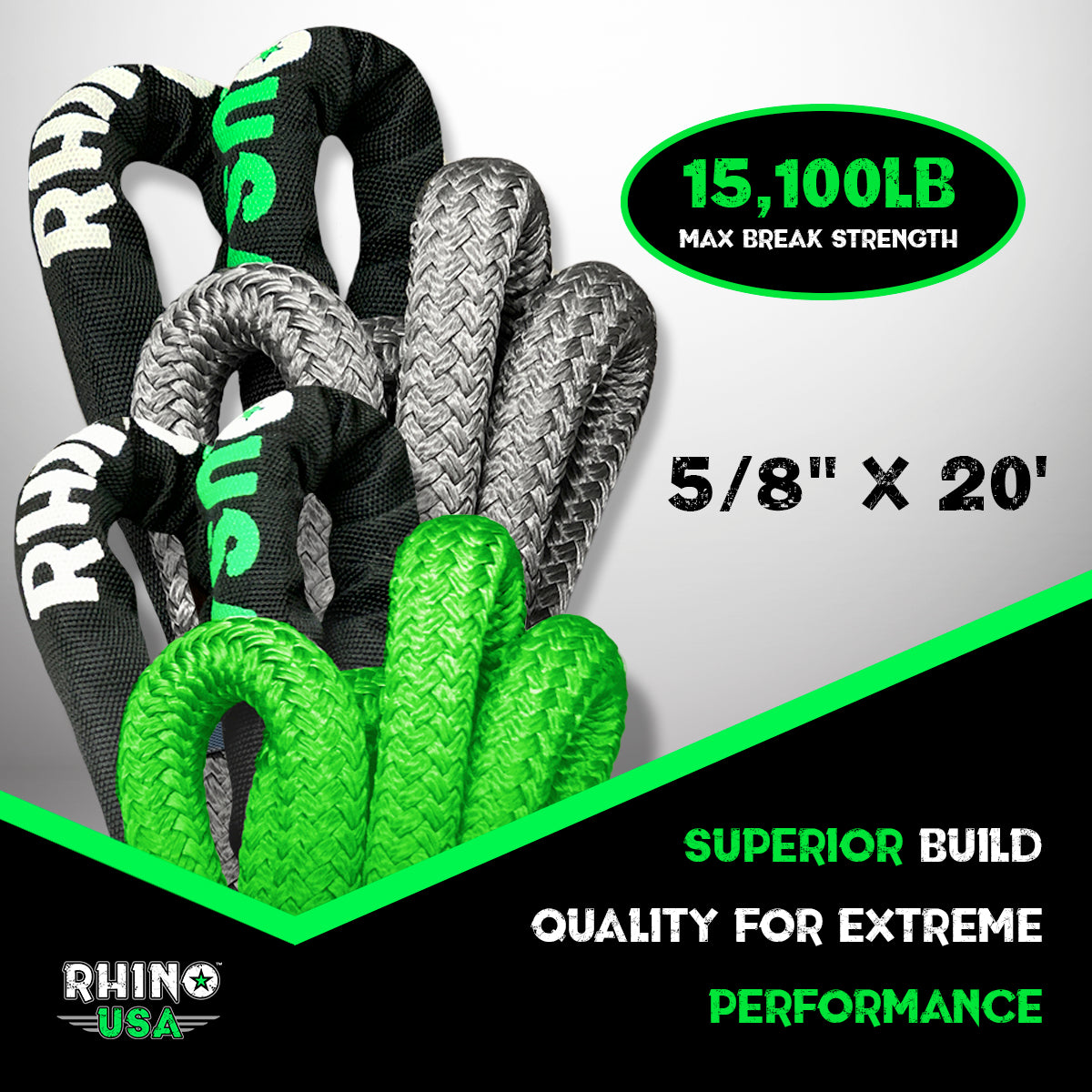 Kinetic Energy Recovery Rope 5/8" x 20' / Lime