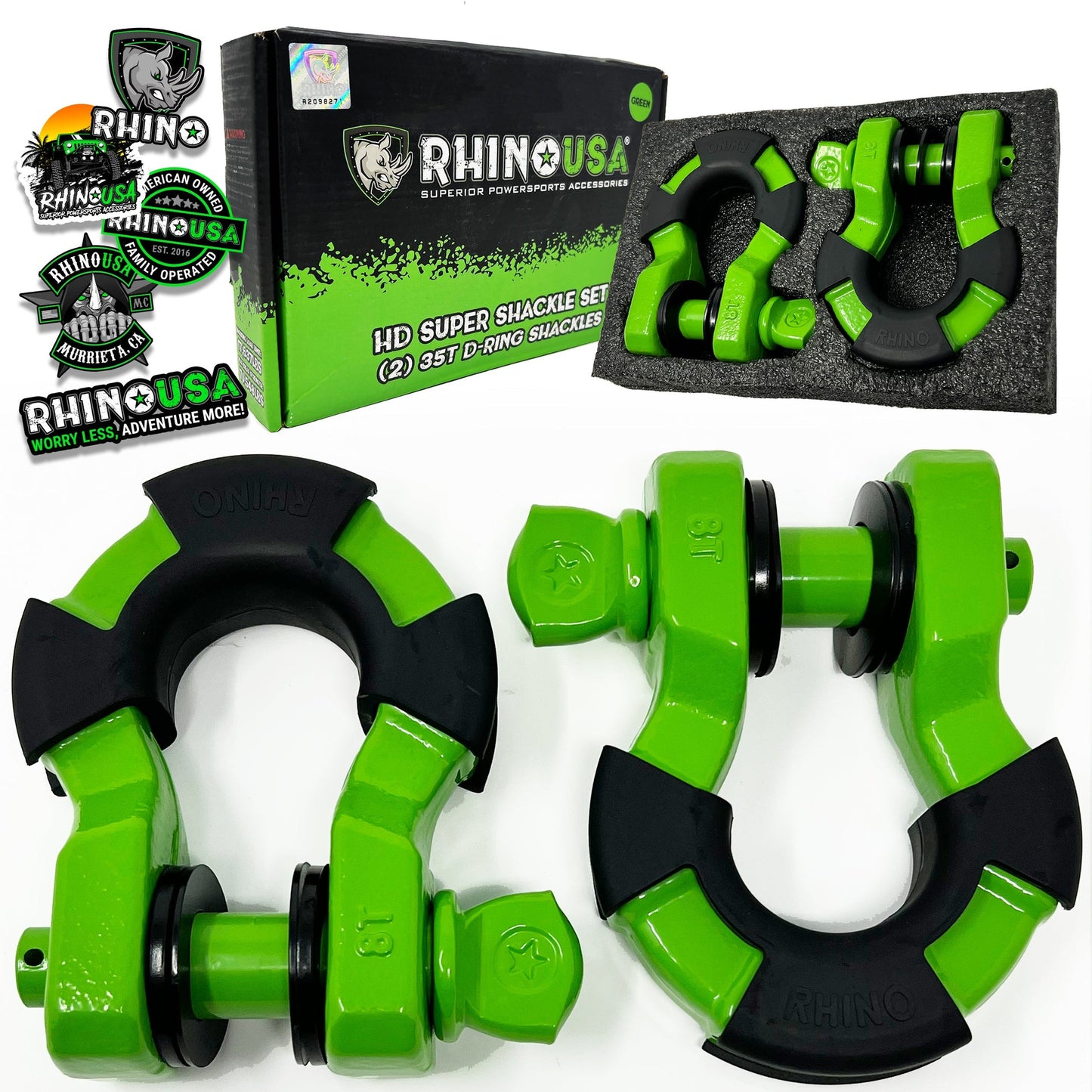 8 Ton Super Shackles w/ Isolators Lime